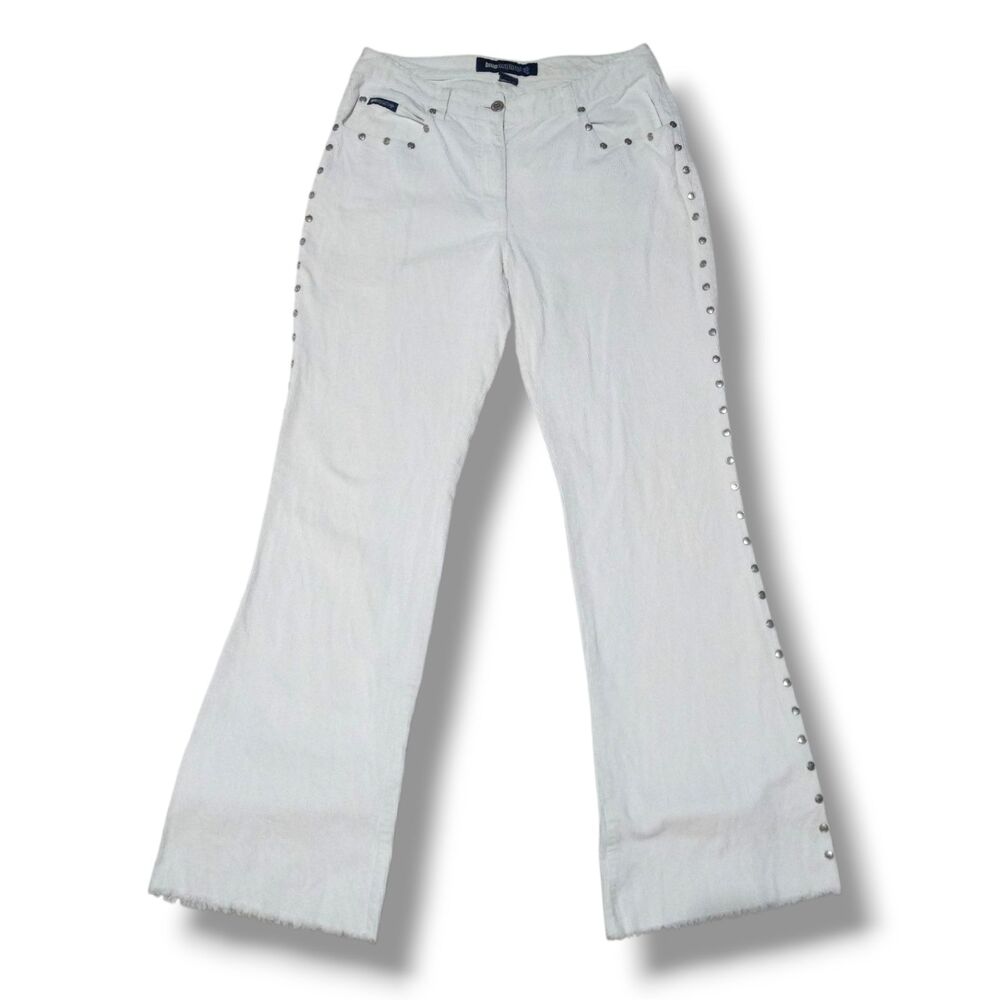 Vtg Blue Asphalt Corduroy Flare Jeans-Size 9-Grommet Detail-Raw Hem-Low Rise-Y2K